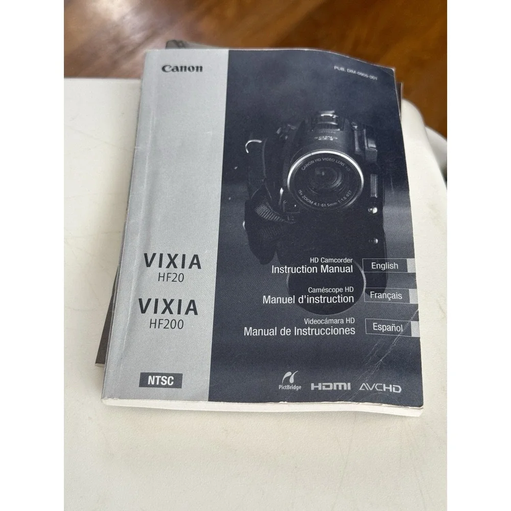 Canon VIXIA HF200 Camcorder Video Camera, With Cords/manual , (not Working)